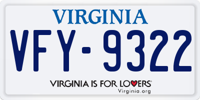 VA license plate VFY9322