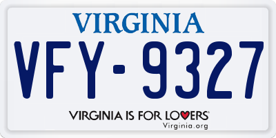 VA license plate VFY9327