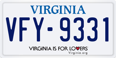 VA license plate VFY9331