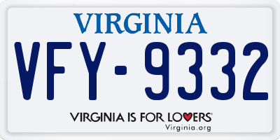 VA license plate VFY9332