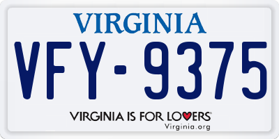 VA license plate VFY9375