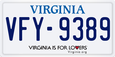 VA license plate VFY9389
