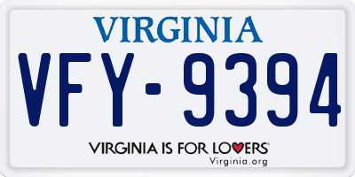 VA license plate VFY9394