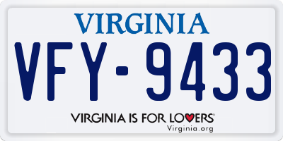VA license plate VFY9433