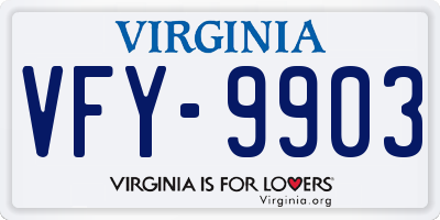 VA license plate VFY9903