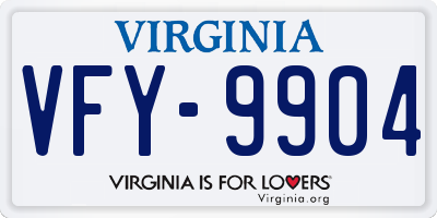 VA license plate VFY9904