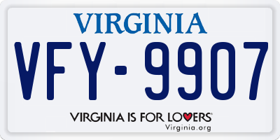 VA license plate VFY9907