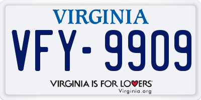 VA license plate VFY9909