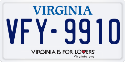 VA license plate VFY9910