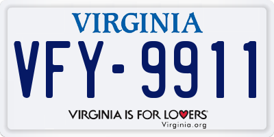 VA license plate VFY9911