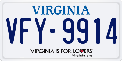 VA license plate VFY9914