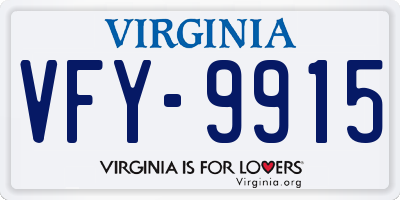 VA license plate VFY9915