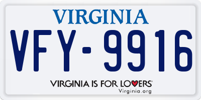 VA license plate VFY9916