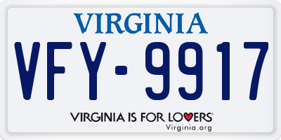 VA license plate VFY9917