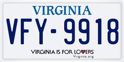 VA license plate VFY9918