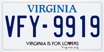 VA license plate VFY9919