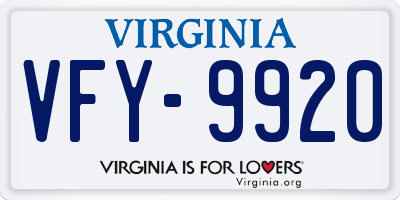 VA license plate VFY9920