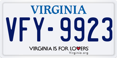 VA license plate VFY9923