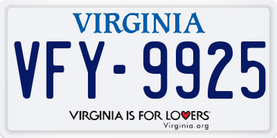 VA license plate VFY9925