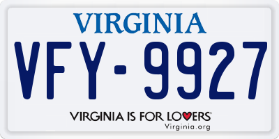 VA license plate VFY9927