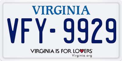VA license plate VFY9929