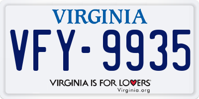 VA license plate VFY9935