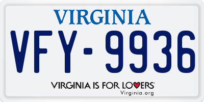 VA license plate VFY9936