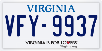 VA license plate VFY9937