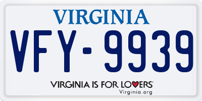 VA license plate VFY9939
