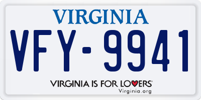 VA license plate VFY9941
