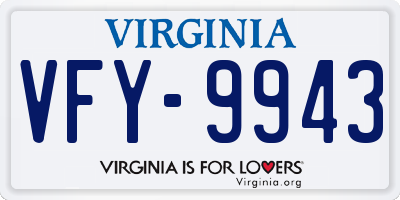 VA license plate VFY9943