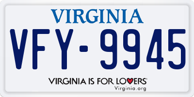 VA license plate VFY9945