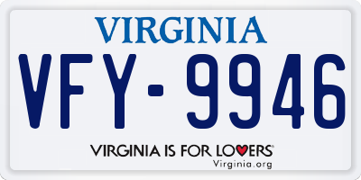 VA license plate VFY9946