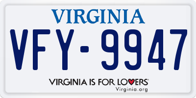 VA license plate VFY9947