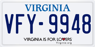 VA license plate VFY9948