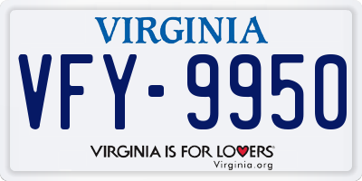 VA license plate VFY9950