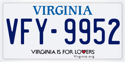 VA license plate VFY9952