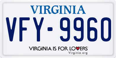 VA license plate VFY9960