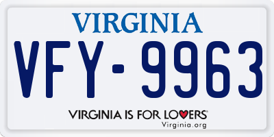 VA license plate VFY9963