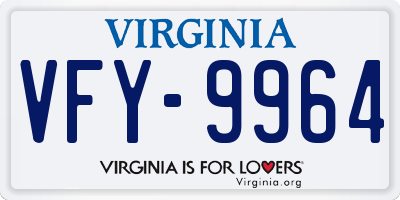 VA license plate VFY9964