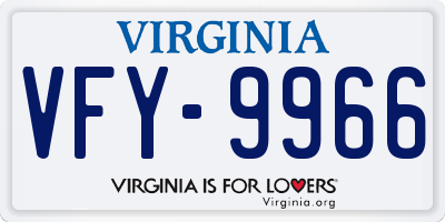 VA license plate VFY9966