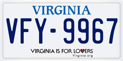 VA license plate VFY9967