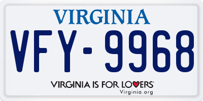 VA license plate VFY9968