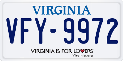 VA license plate VFY9972