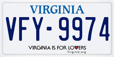 VA license plate VFY9974