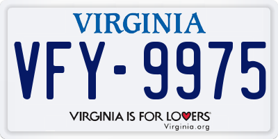 VA license plate VFY9975