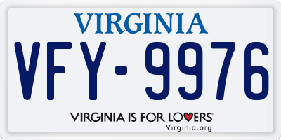 VA license plate VFY9976