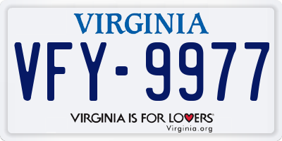 VA license plate VFY9977
