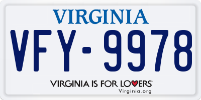 VA license plate VFY9978