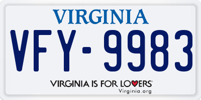 VA license plate VFY9983